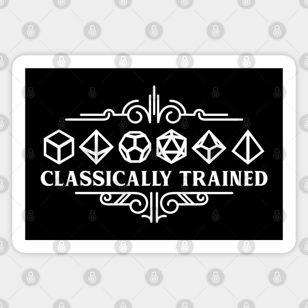 Classically Trained Polyhedral Dice Set White Tabletop RPG Addict Sticker by pixeptional